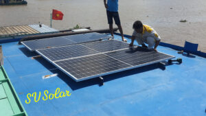 Hệ thống lưu trữ salan 5KW 4 tấm pin NLMT 450W ở Bờ Kè, Tiền Giang