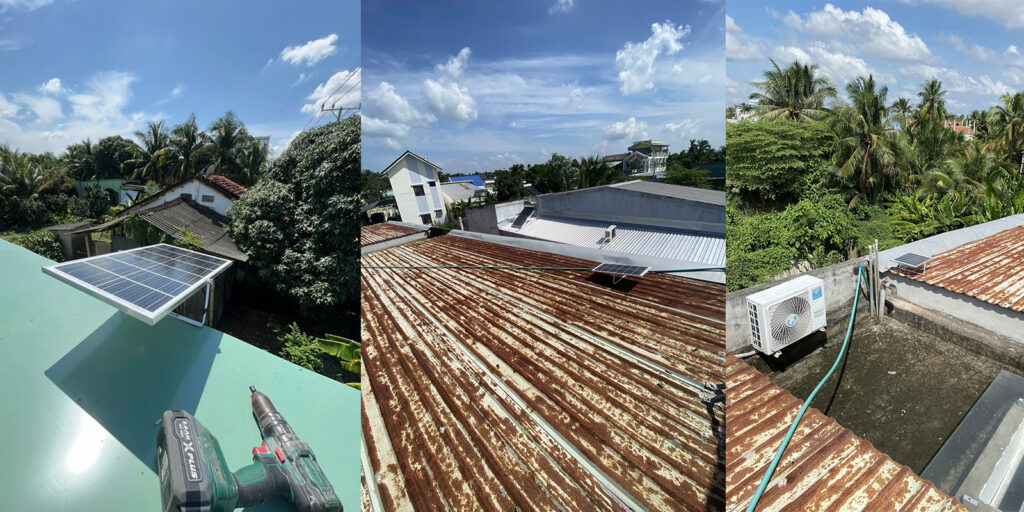 Lắp cho khách 2 đèn búp 100w-1 ốp trấn 400w-2 đèn pha svs100w