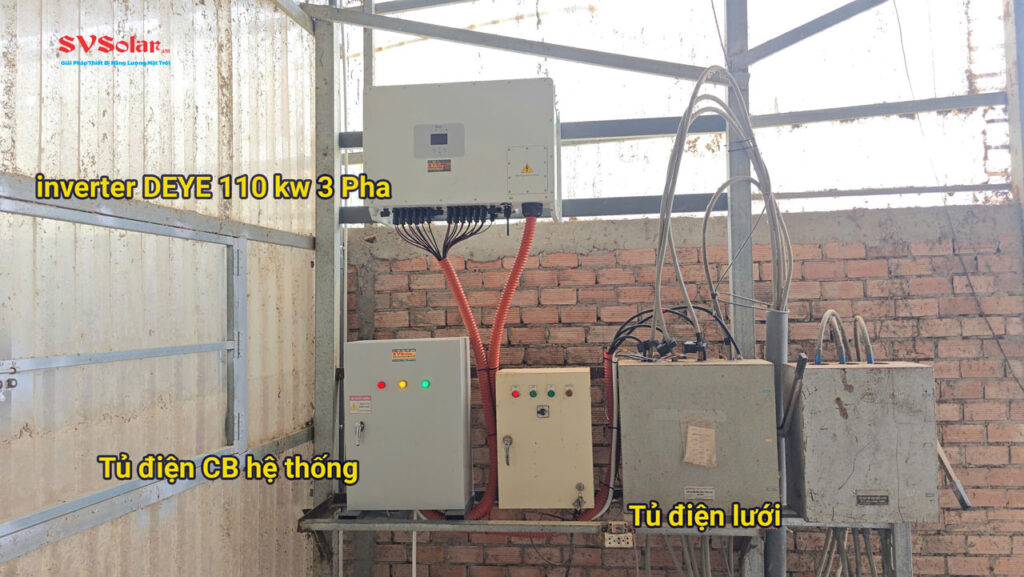 Hệ thống điện mặt trời bám tải 110 kw 3 pha cho trại gà ở Chợ Gạo - Tiền Giang